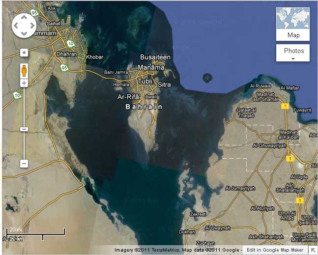 بحرين جو نقشو گگل ارٿ تي