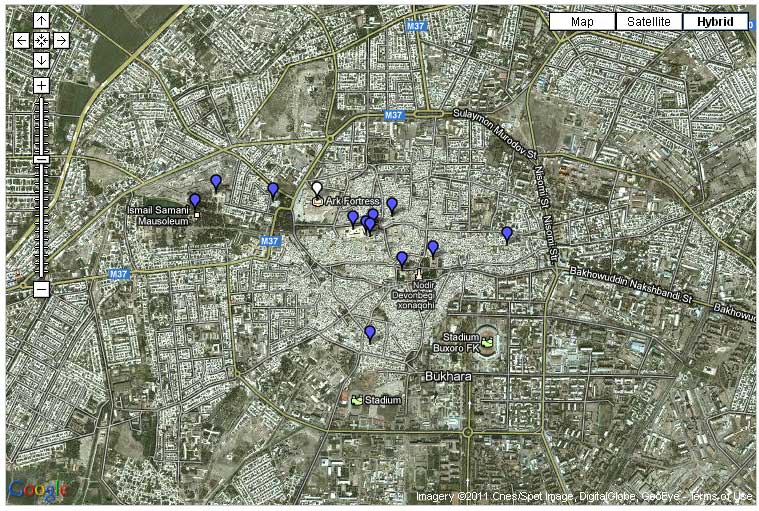 بخارا شهر ازبڪستان جو سيٽ لائيٽ تان ورتل فوٽو، گگل ارٿ
